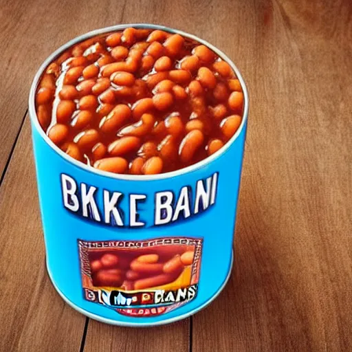 Prompt: a can of baked beans. a man of baked means. a fan of baked beans.