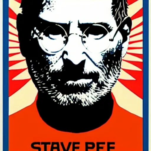 Prompt: steve jobs mandala propaganda poster, by shepard fairey.