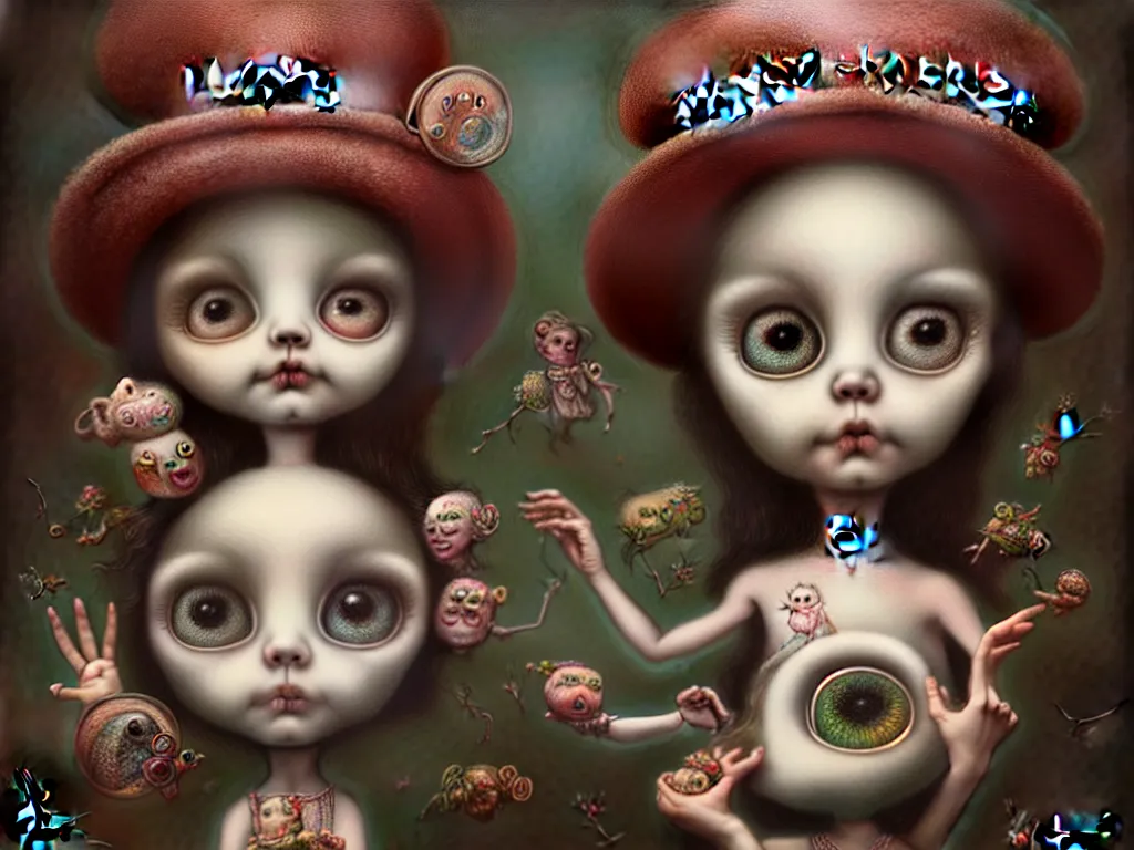 Image similar to highly detailed photo of happy, trending on deviantart, neo surrealism, sharp focus, 4 k, a lot of little details, octane, masterpiece, art by mark ryden