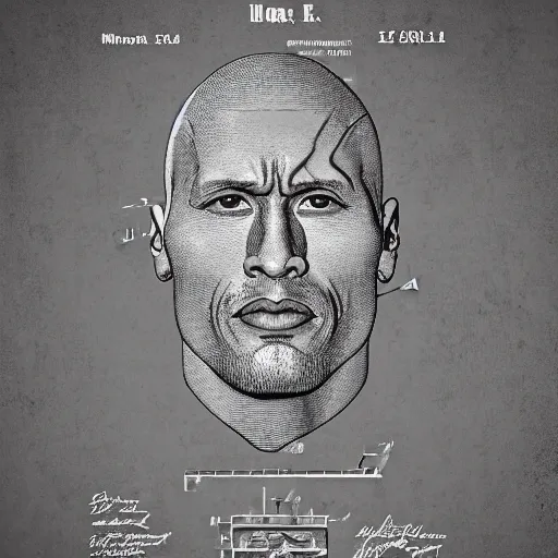 Image similar to US patent of Dwayne Johnson's head