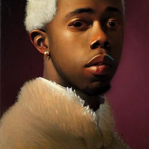 a portrait painting of Tyler The Creator in a blond | Stable Diffusion ...