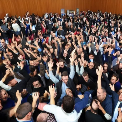 Prompt: mosh pit at the knesset