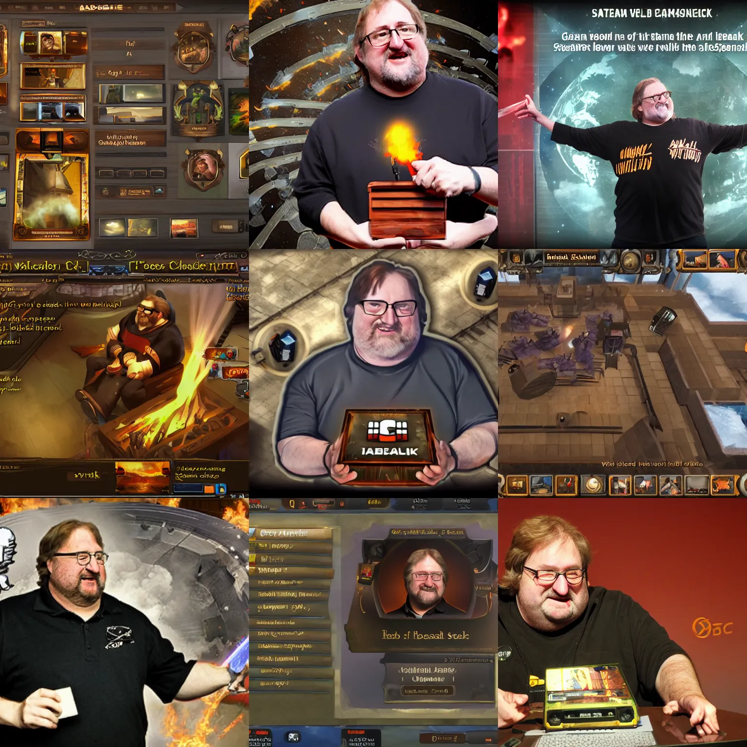 Gabe Newell holding a Steam Deck, Stable Diffusion