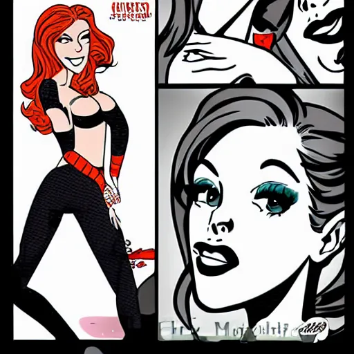 Prompt: flirty redhead, comic style,