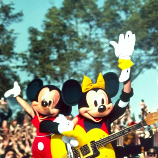 Image similar to mickey mouse performing at woodstock