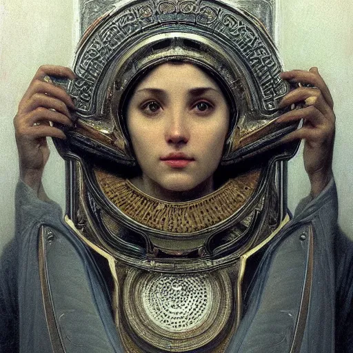 Image similar to detailed portrait of a scifi gadget, interior, filigree ornaments and greek architecture, artstation, bouguereau, beksinski, in africa, cinematic