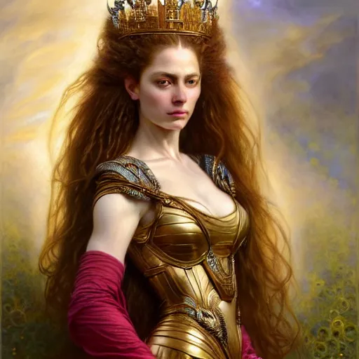 Image similar to highly detailed portrait of a majestic lioness queen in the form of a beautiful woman. d & d. art by donato giancola, franz xaver winterhalter, evelyn de morgan, bastien lecouffe - deharme. trending on artstation, intricate details, energetic composition, golden ratio, concept art, illustration, elegant art, global illuminaition