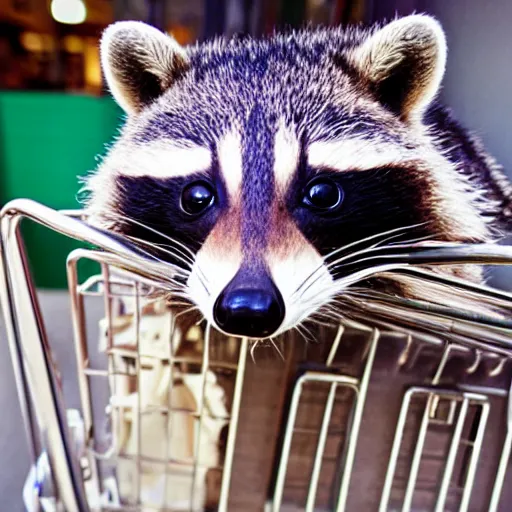 Image similar to raccoon in a shopping cart f 1. 8