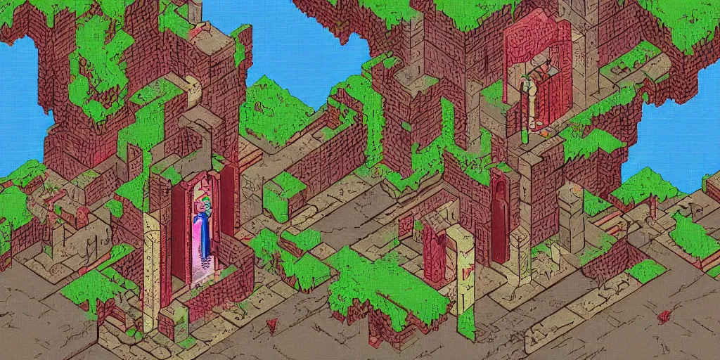 Image similar to glitchy pixelated Sega Mega Drive Genesis isometric sidescroller game of Suspiria, Twin Peaks in the style of H.R. Giger, Frank Frazetta and Todd McFarlane