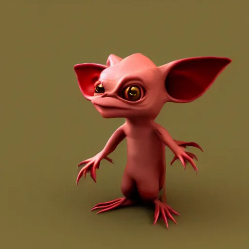 Prompt: poorly rendered 3 d adorable gremlin