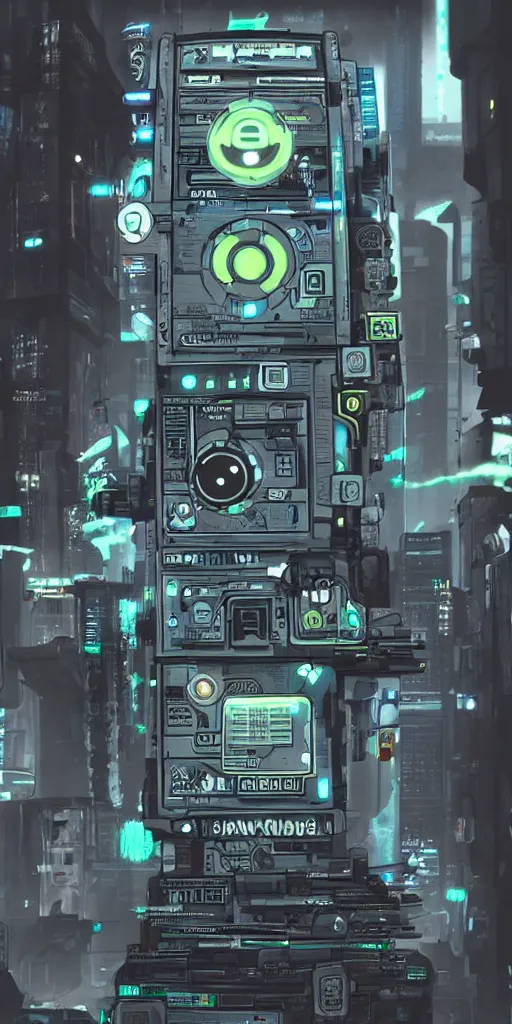 Image similar to an extremely complex and advanced cyberpunk gameboy, style of Aperture Science