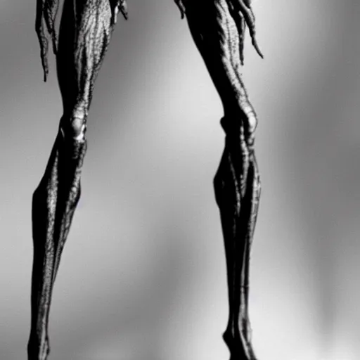 Prompt: photorealistic detailed tall skinny humanoid creature, extremly detailed, black and white, 8 k, realistic, sharp focus, from the movie the thing