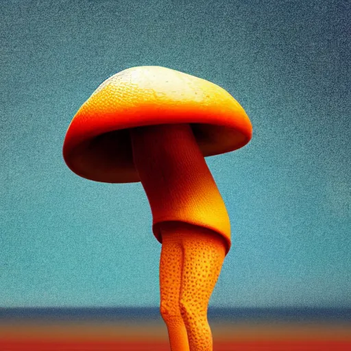 Image similar to cute alien mushroom girl side view photography model full body style of jonathan zawada, thisset colours simple background objective