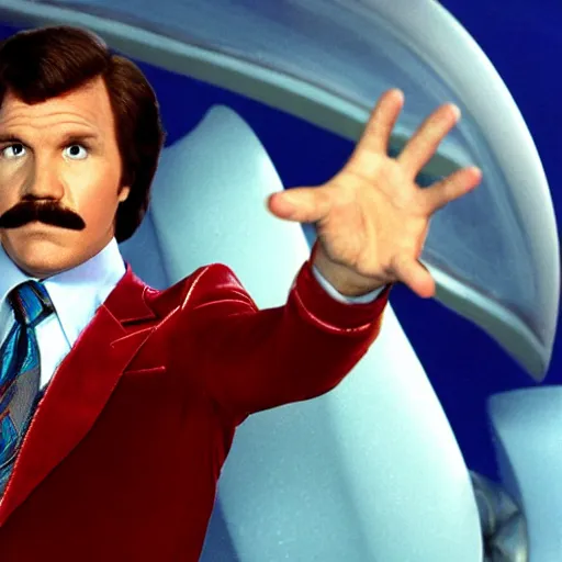 Image similar to ron burgundy as buck rogers,