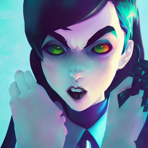 Image similar to Tim Burton as Batman, ambient lighting, 4k, anime key visual, lois van baarle, ilya kuvshinov, rossdraws, artstation