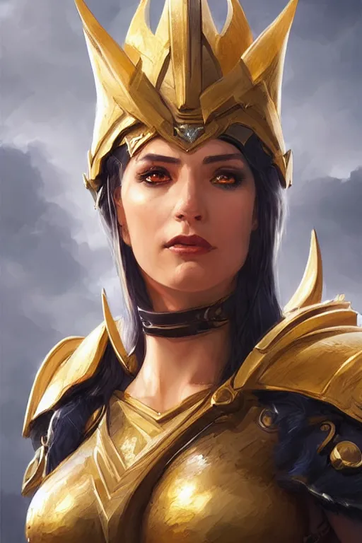 Image similar to amazon valkyrie athena, d & d, fantasy, portrait, highly detailed, headshot, digital painting, trending on artstation, concept art, sharp focus, illustration, art by artgerm and greg rutkowski and magali villeneuve