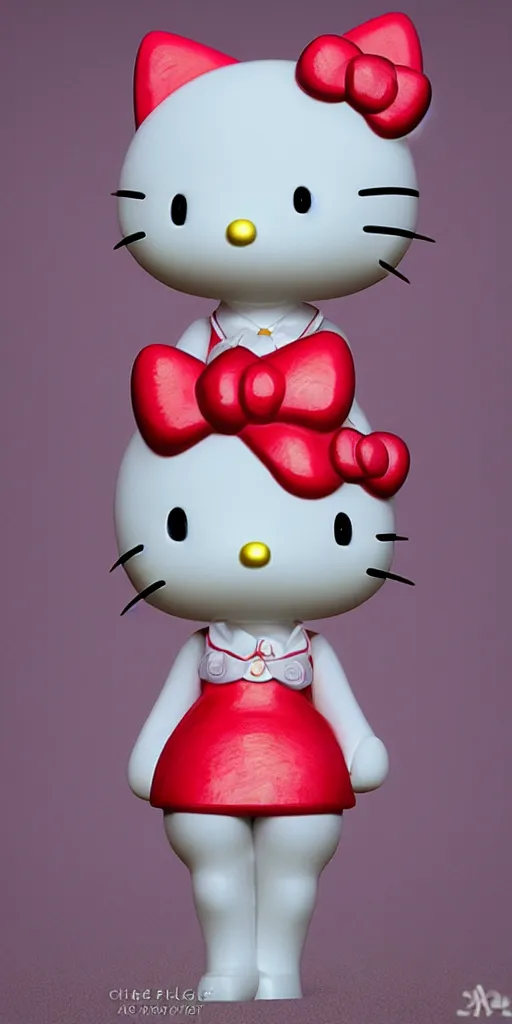 Prompt: A 3D Hello kitty figure by figure by charlie bowater