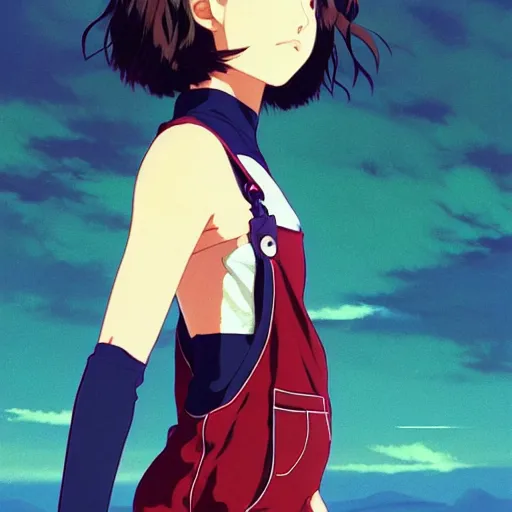 Image similar to a beautiful! boyish! natalie portman alluring gravure! model, wearing oversized mayan bomber jacket and leotard with overalls, bulky poofy bomber jacket with mayan patterns, aztec street fashion, gapmoe yandere grimdark, trending on pixiv fanbox, painted by greg rutkowski makoto shinkai takashi takeuchi studio ghibli