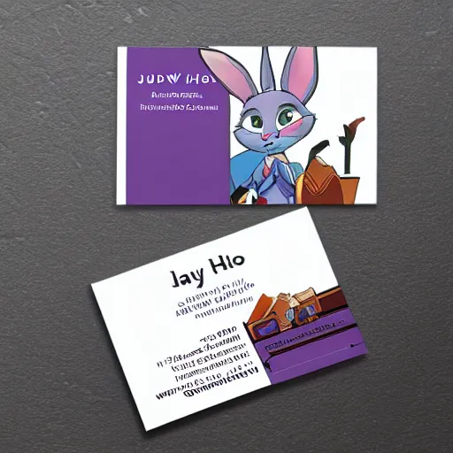 Prompt: official business card that judy hopps uses as a private investigator