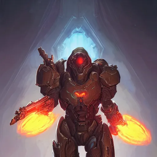 Image similar to doom slayer, warframe, fantasy art heartstone video game icon, 2 d game art gta cover, official fanart behance hd artstation by jesper ejsing, by rhads, makoto shinkai and lois van baarle, ilya kuvshinov, rossdraws