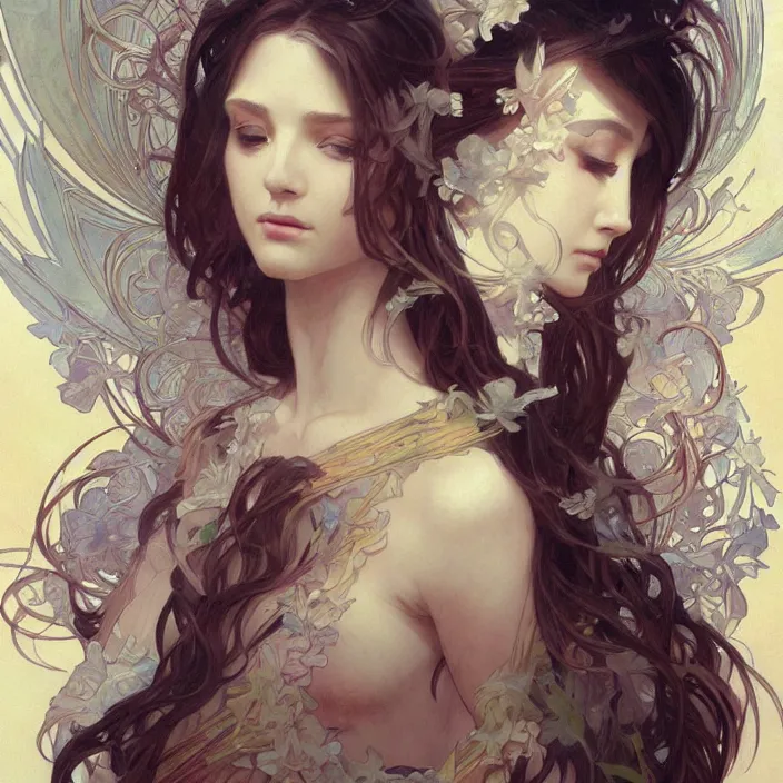 Prompt: a beautiful painting of a beautiful angel by ross tran!! and alphonse mucha and greg rutkowski! and gustav dore! and artgerm!!, in style of digital art illustration. symmetry. highly detailed face. fantasy, smooth, hyper detailed, sharp focus, soft light. trending on artstation. 4 k