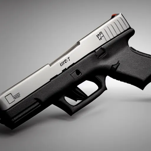 Image similar to A long shot Octane render of a Glock 18, 4k, ultra HD