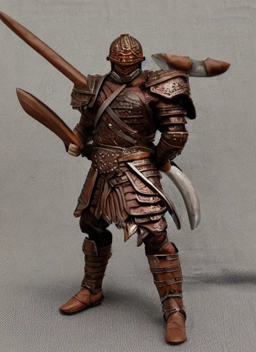 Image similar to 80mm resin detailed miniature of a Muscular Warrior, clothed in armor, brown skin, battle axe, Product Introduction Photos, 4K, Full body