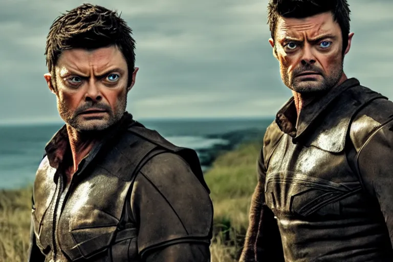 Image similar to a film still of Karl urban in wolverine, high quality