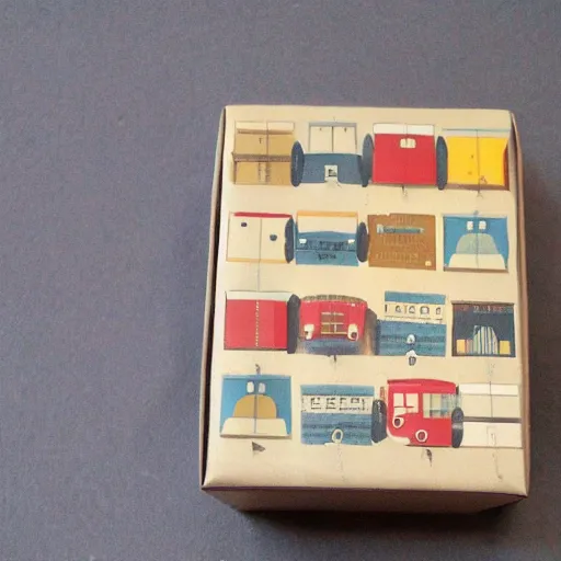 Image similar to vintage craft paper gift box for men, old school, wes anderson style, sealed with old wax