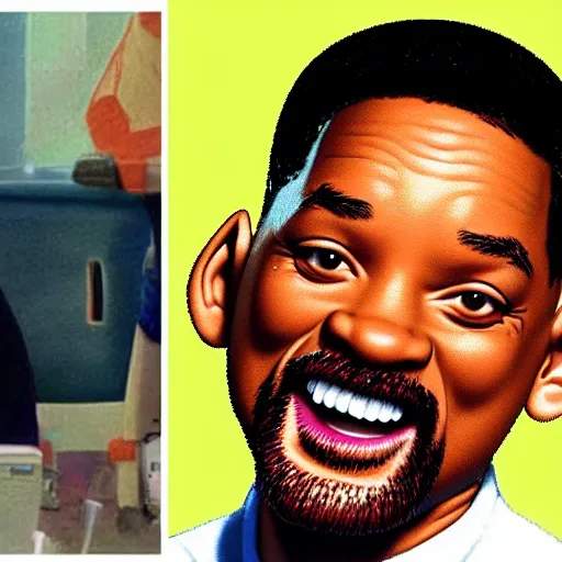 Image similar to will smith as a simpsons character,