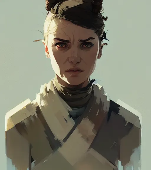 Prompt: portrait of a warrior ( game of thrones ) by atey ghailan, by greg rutkowski, by greg tocchini, by james gilleard, by joe fenton, by kaethe butcher, dynamic lighting, gradient light blue, brown, blonde cream and white color scheme, grunge aesthetic