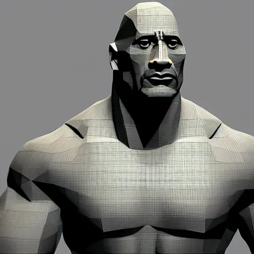 Prompt: Dwayne the rock Johnson in low-poly style