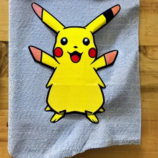 Prompt: a paper towel pikachu