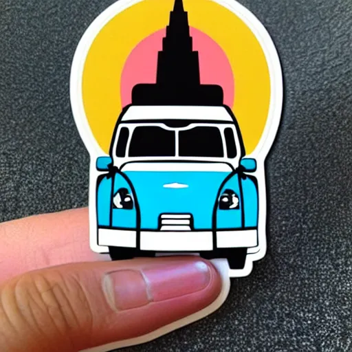 Image similar to sticker of a white and black cute thor chateau! motorhome camper!!, mountains, colorful sunset!!, stencil, sticker!! by tom whalen