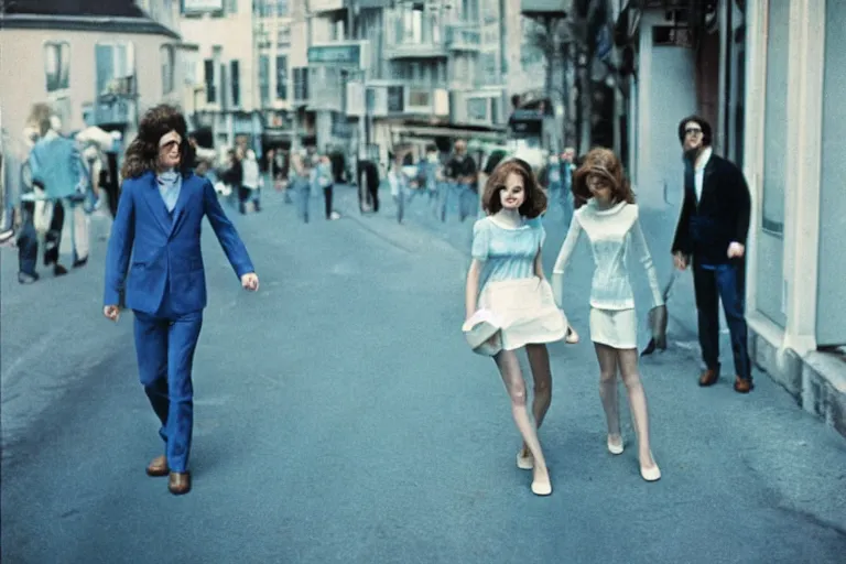 Image similar to film photography, 35mm, 1970s, no faces, no portraits, close-up love and romantic in blue colors feeling of young and freedom, in style of Joel Meyerowitz