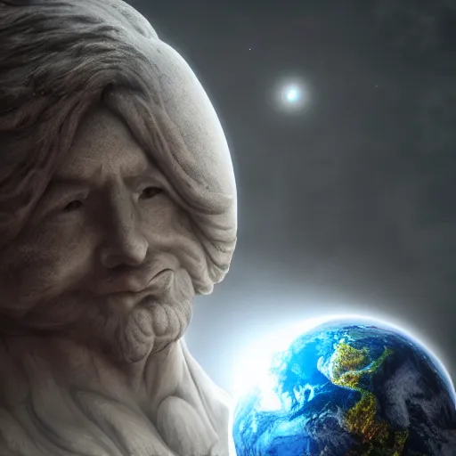 Image similar to a god holding a planet, 8K resolution, HDR, soft focus, macro photography, digital art, ambient occlusion, gothic art, hyperdetailed, Unreal Engine, ethereal