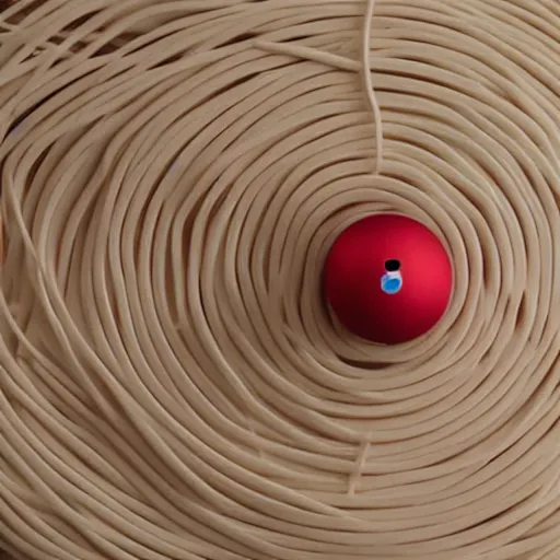 Prompt: rubberband ball in shape of a human