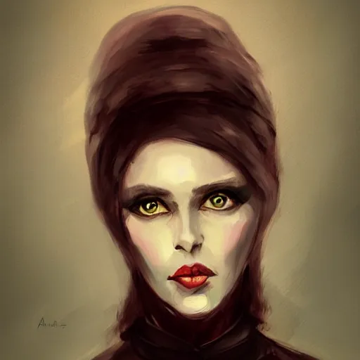 Image similar to Lady Dimitrescu, character portrait by Anato Finnstark, digital art, trending on artstation