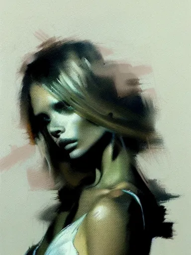 Prompt: portrait of abbey lee by craig mullins