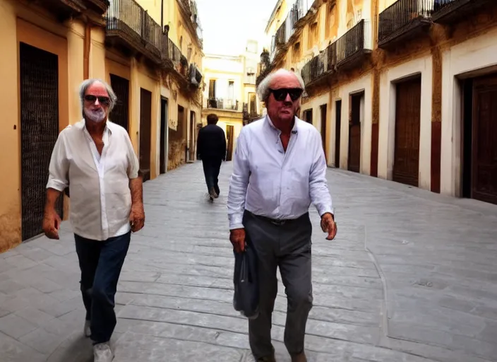 Image similar to jep gambardella strolling through the city of seville