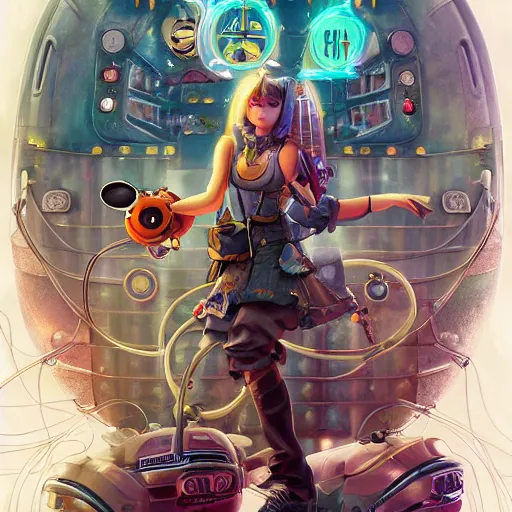 Prompt: lofi biopunk steampunk pokemon poster, Pixar style, by Tristan Eaton Stanley Artgerm and Tom Bagshaw, 8k, digital art, hd, render,