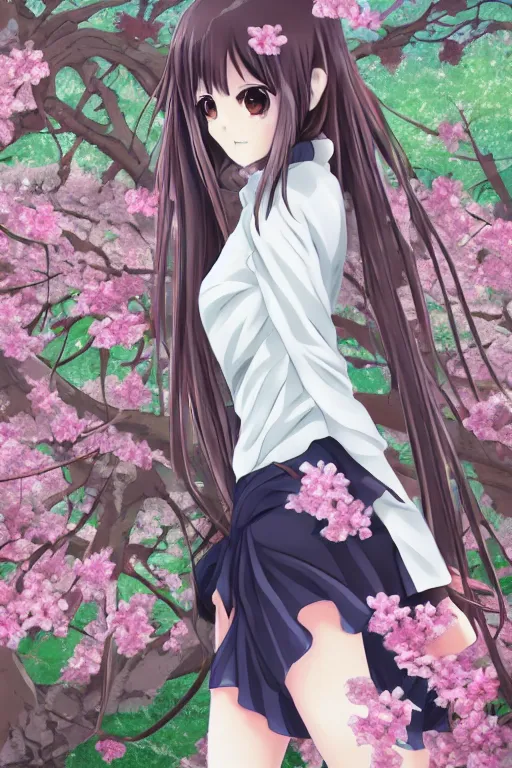 Prompt: anime girl, anime style drawing, cherry blossom in the background