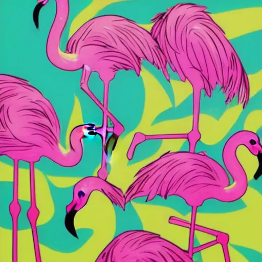 Prompt: flamingo pop art