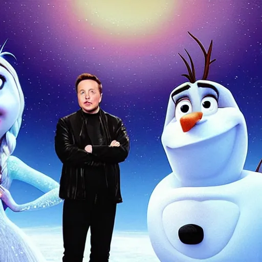 Image similar to “Elon musk in Frozen talking to Elsa”