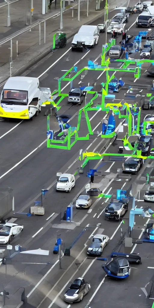 Image similar to ternary lithium battery vehicles and hydrogen fuel cell vehicles running on urban roads.