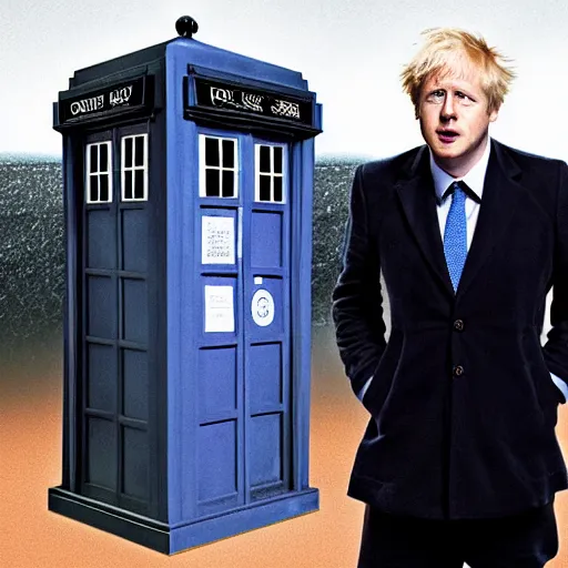 Image similar to boris johnson in doctor who, film still