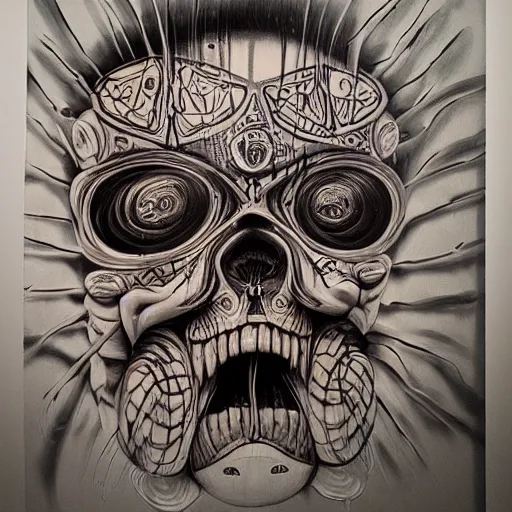 Image similar to a surreal face graffiti intricate sketch by Nychos, highly detailed, Arstation trending 8k