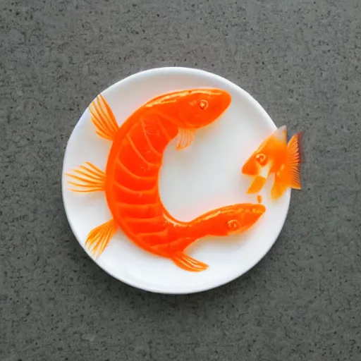 Image similar to goldfish made out of sushi