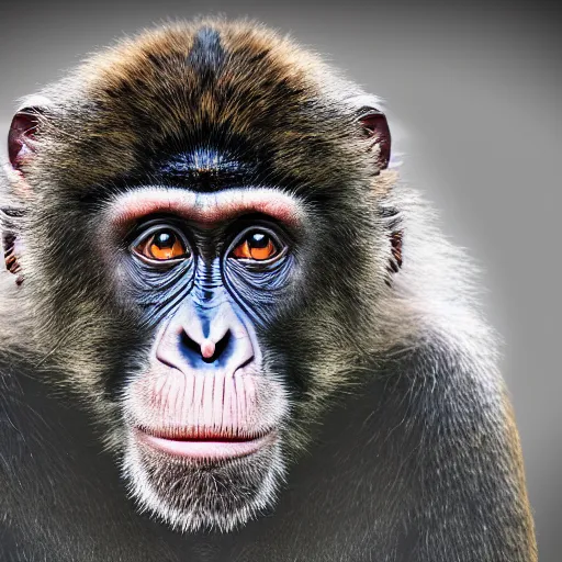 Prompt: contemporary art portrait of an ape monkey, futuristic style, 8 k hdr high resolution, award winning