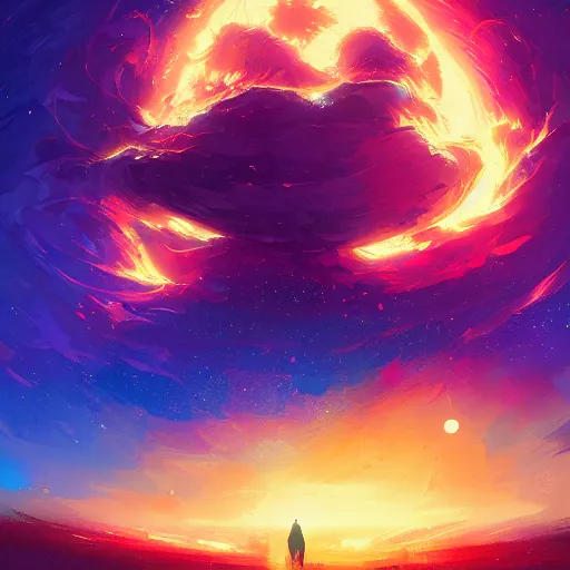 Image similar to an exploding star, by anato finnstark, by alena aenami, by john harris, by ross tran, by wlop, by andreas rocha